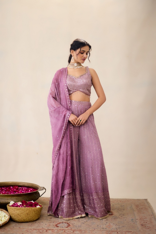 Onion Pink Sharara Set