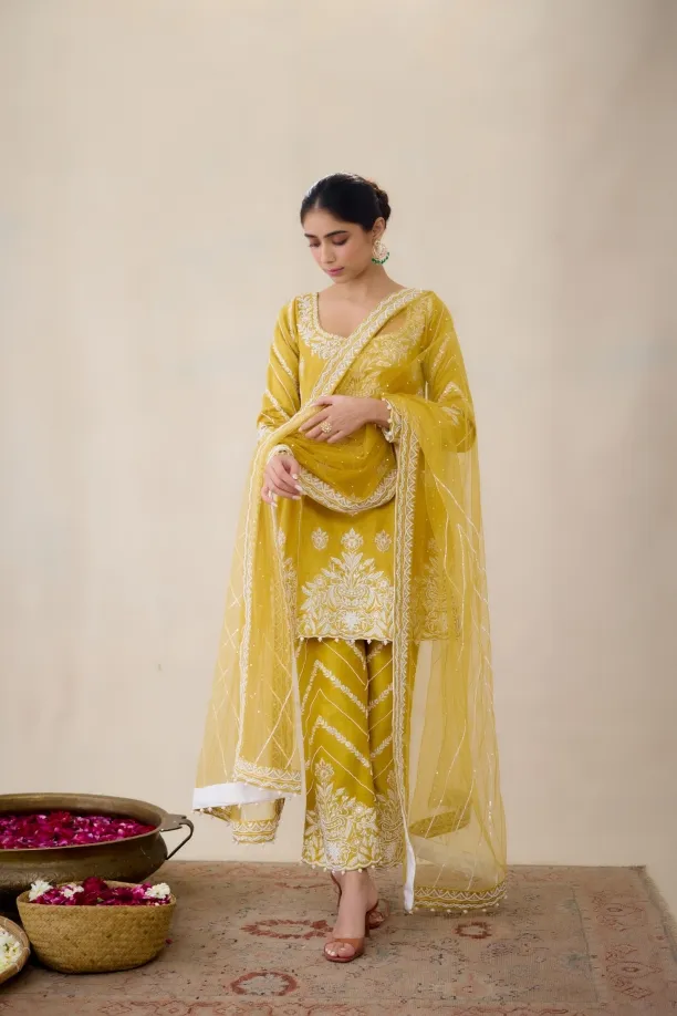 Mustard Yellow Sharara Set