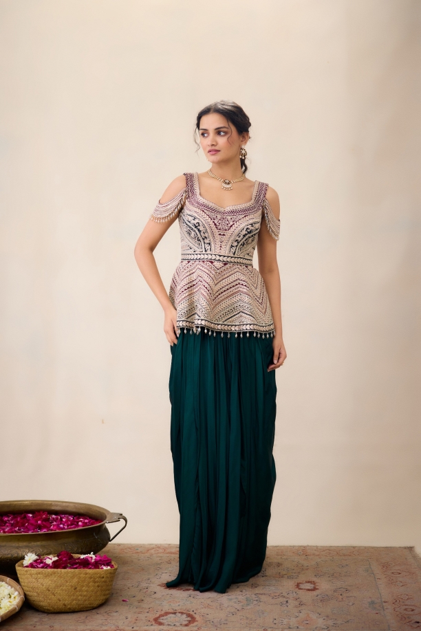 Bottle Green Drape Skirt 