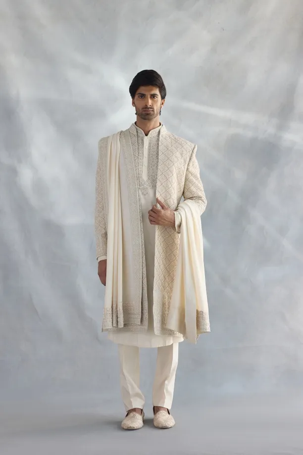Mint Green Silk Sherwani