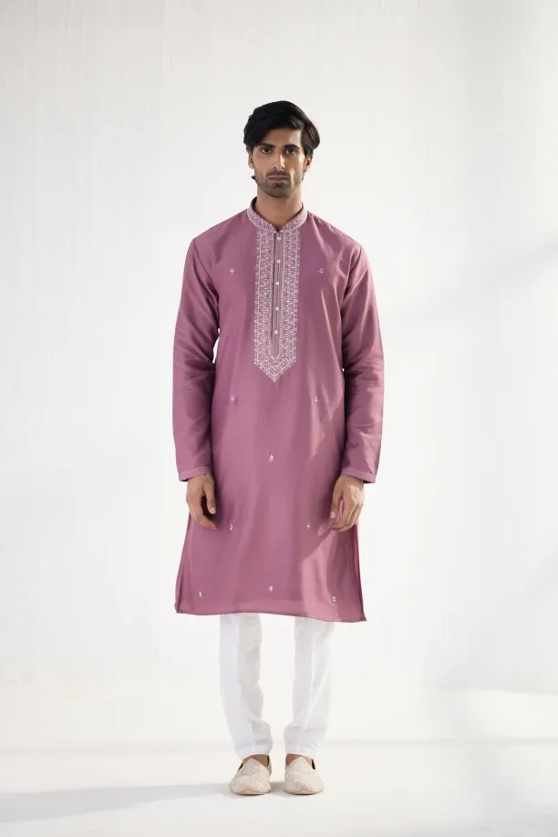 Onion Pink Chanderi Cotton Kurta Set