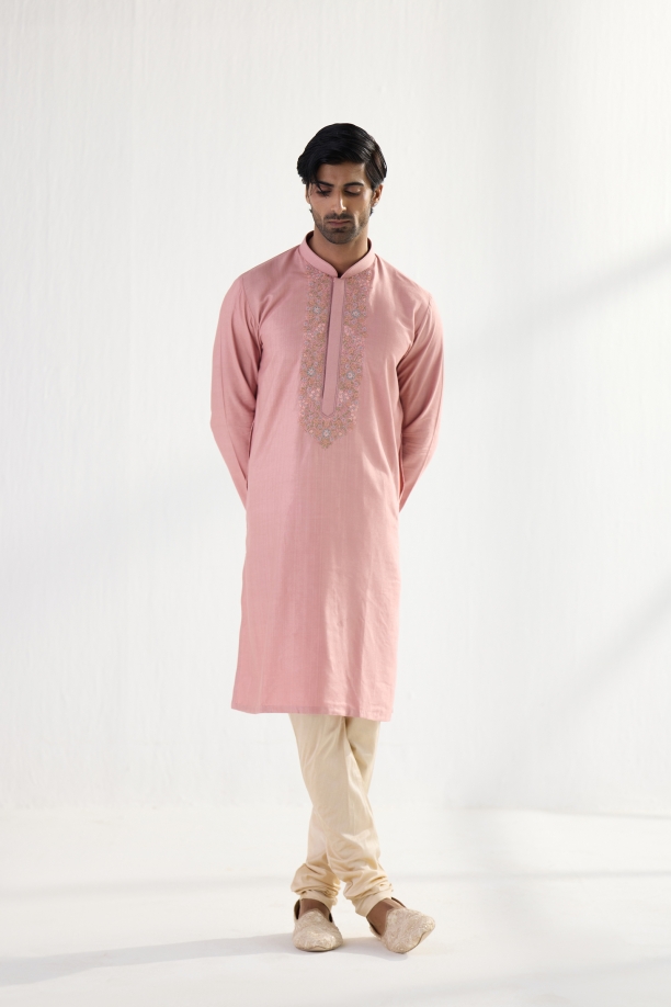 Pink Cotton Kurta Set