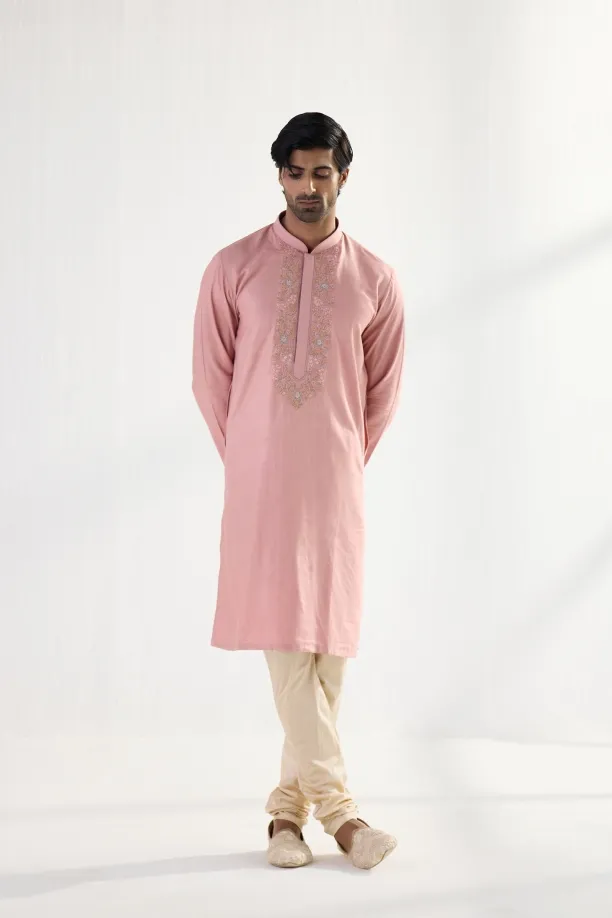 Pink Cotton Kurta Set