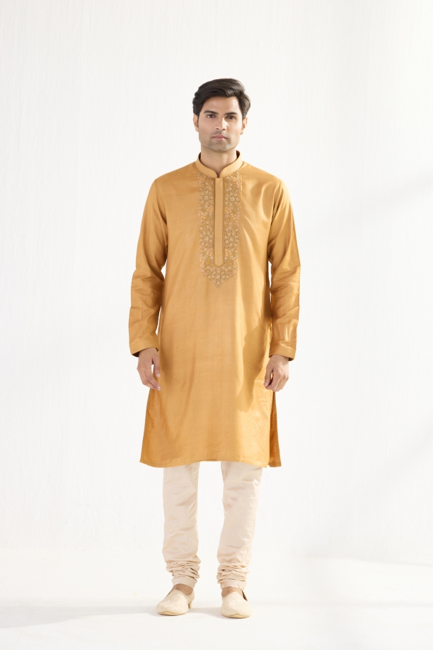 Honey Mustard Cotton Kurta Set