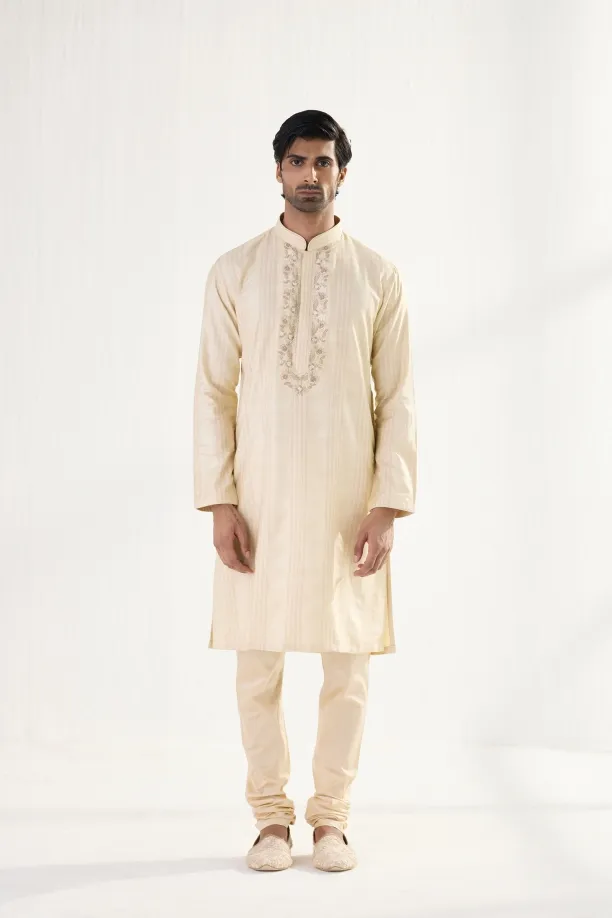 Gold Pashmina Silk Kurta Set