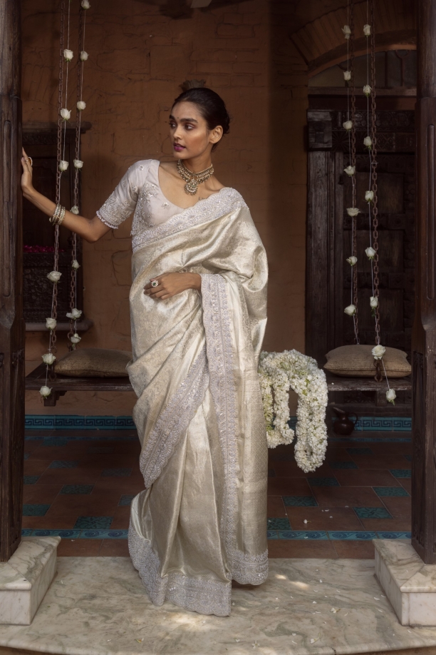 Silver Kanjivaram Silk Tissue Saree