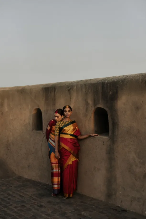 Multi-Woven Stripes Satin Silk Saree