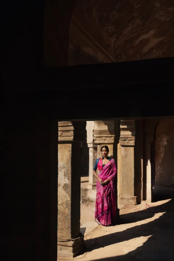 Berry Pink Banarasi Katan Silk Saree