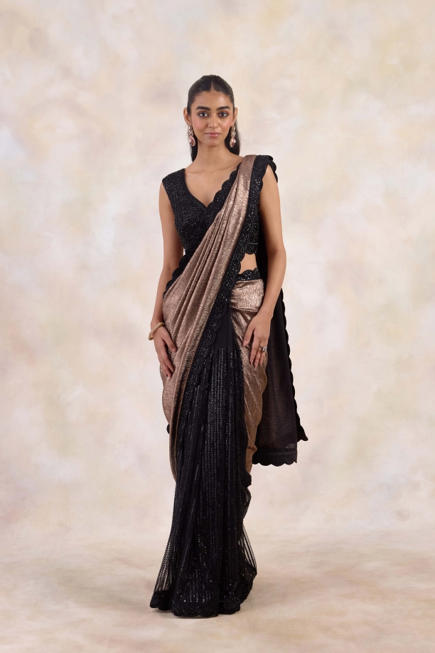 Dark Taupe Chiffon Saree