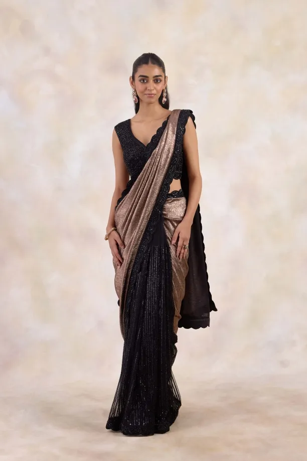 Dark Taupe Chiffon Saree