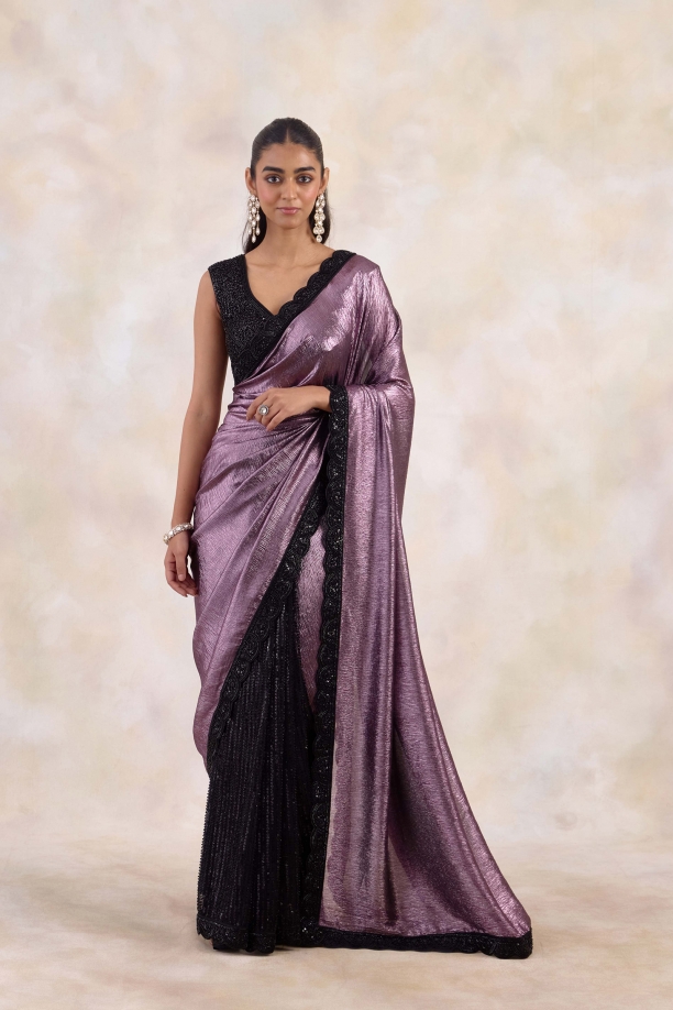 Muted Plum Net Saree