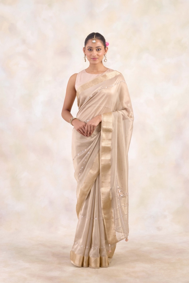 Almond Creme Tissue Silk Saree 