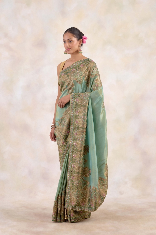 Sage Green Tissue Silk Saree
