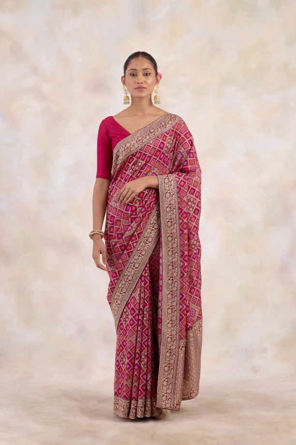 Dark Fuchsia Georgette Saree