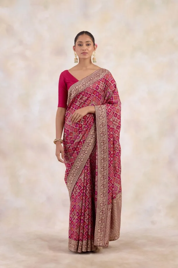 Dark Fuchsia Georgette Saree