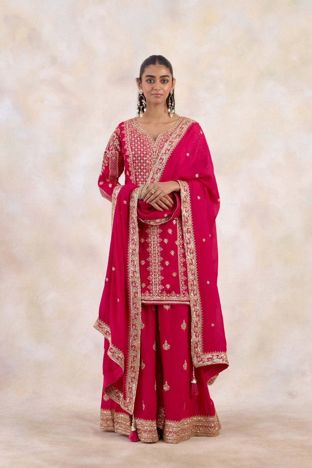 Cranberry Red Sharara  Set