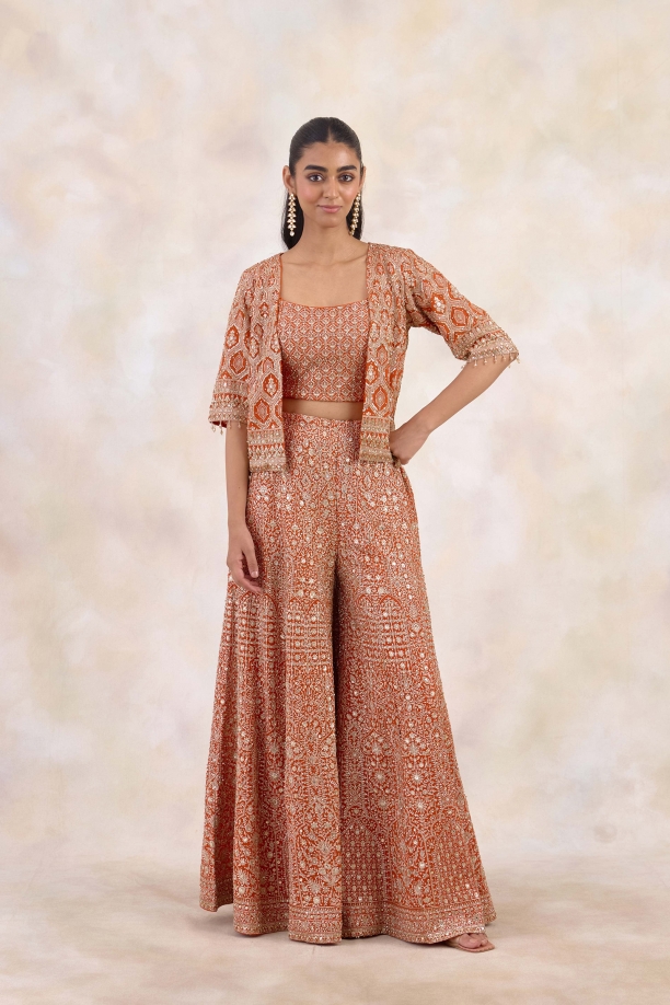 Brick-Red Sharara Set 
