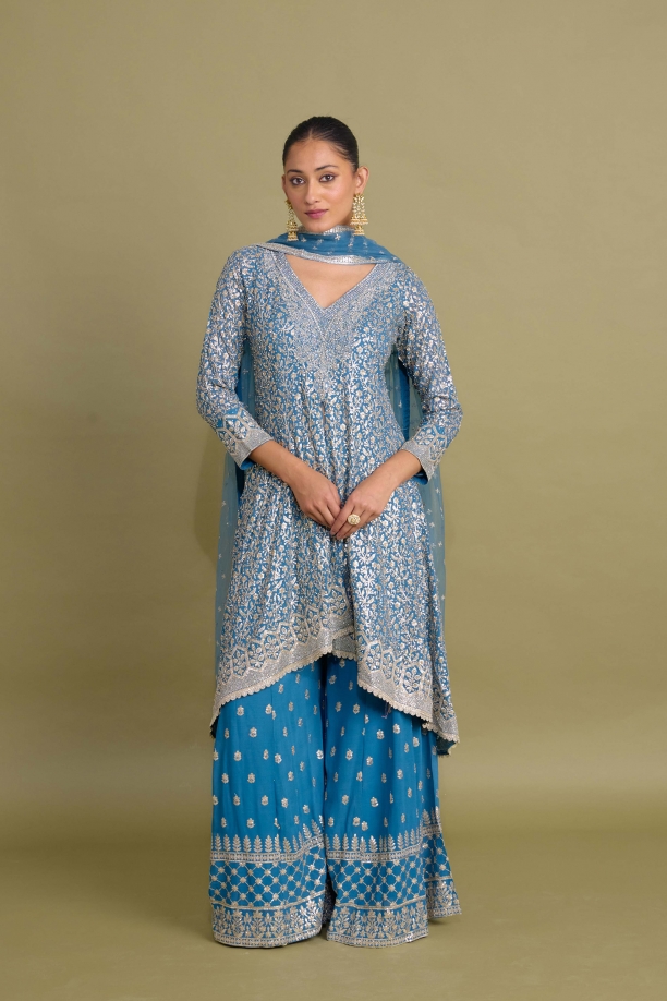 Peacock Blue Sharara Set 