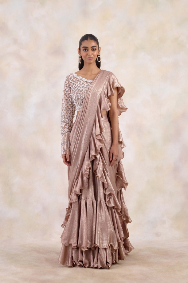 Rose Gold Draped Saree 