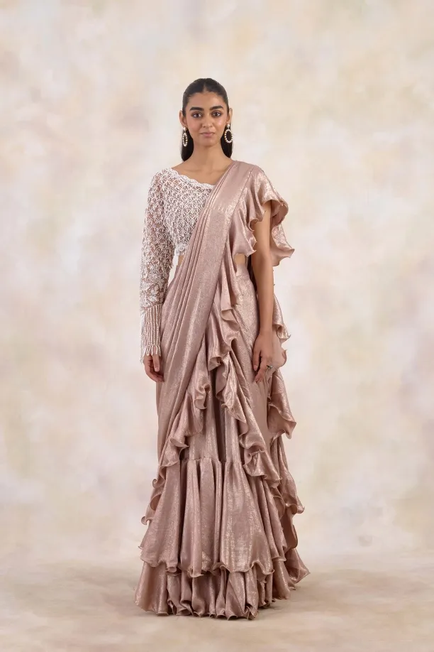 Rose Gold Draped Saree 