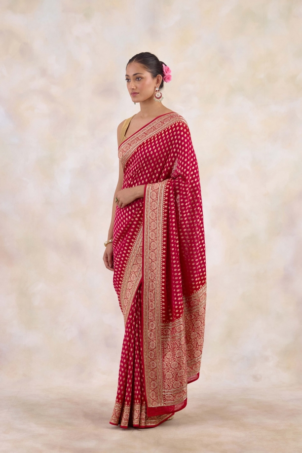 Rich Crimson Banarasi Georgette Saree