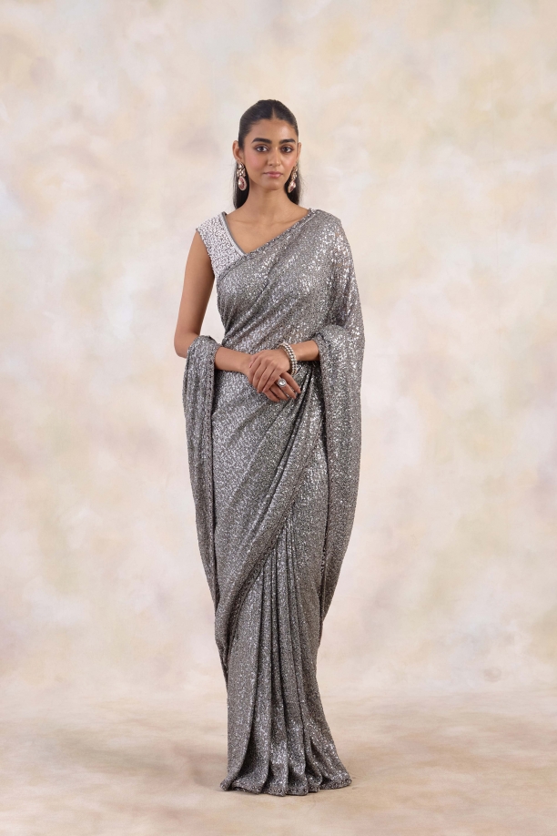 Stone Ash Net Saree 
