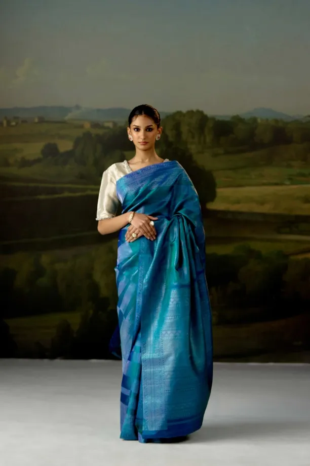 Peacock Blue Kanjivaram Silk Saree
