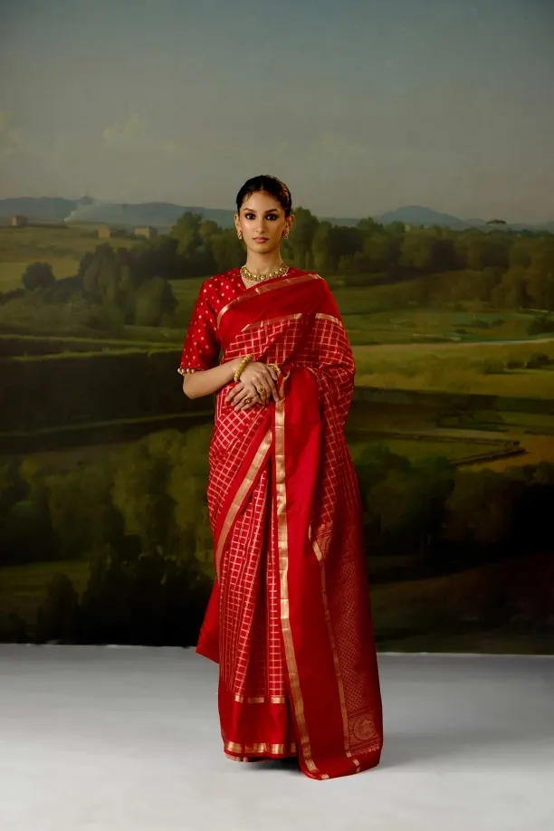 Rich Crimson Kanjivaram Saree