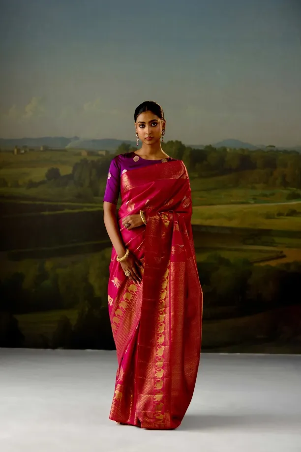 Rani Pink Kanjivaram Saree