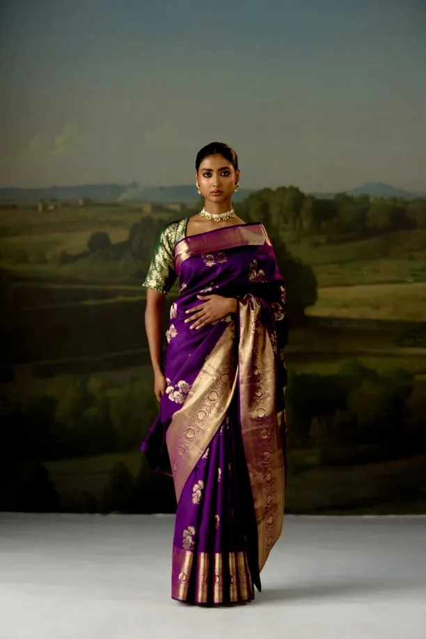 Purple Kanjivaram Saree