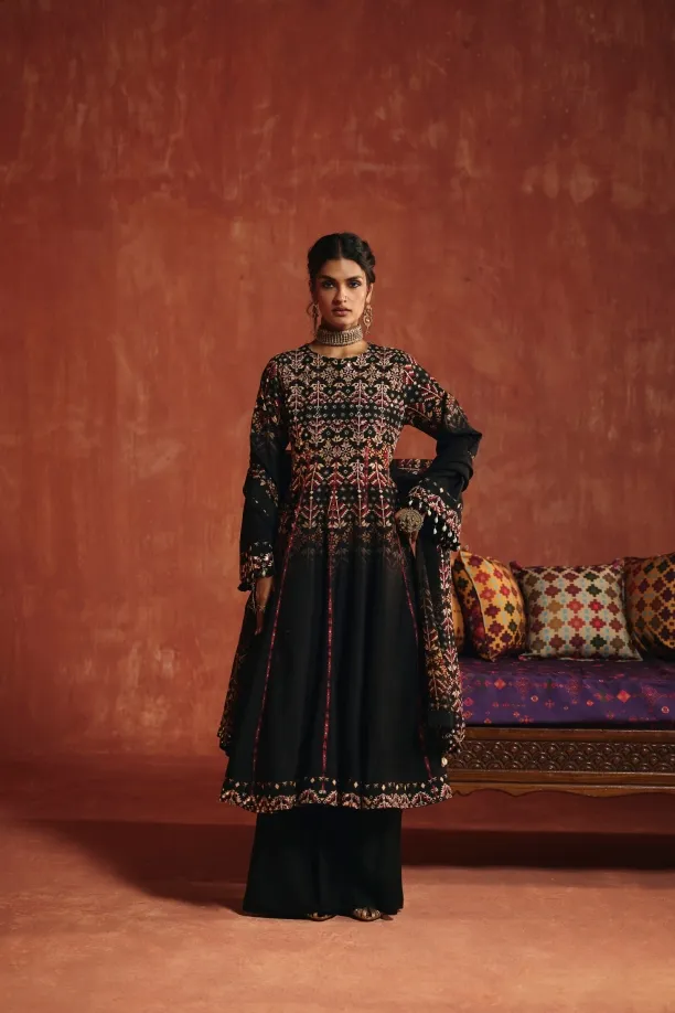 Black Silk Palazzo Set