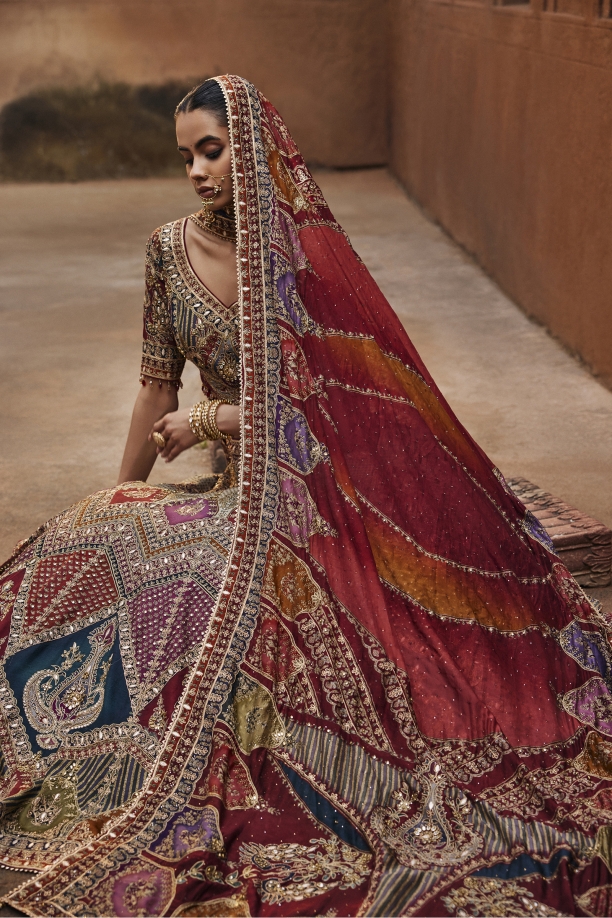 Earthy Red Silk Lehenga Set