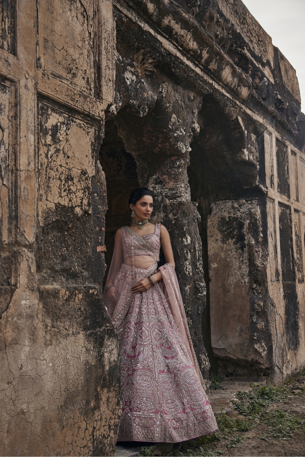 Muted Blush Tissue Pink Lehenga Set