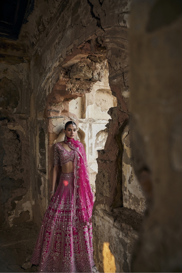 Raspberry Pink Silk Lehenga Set