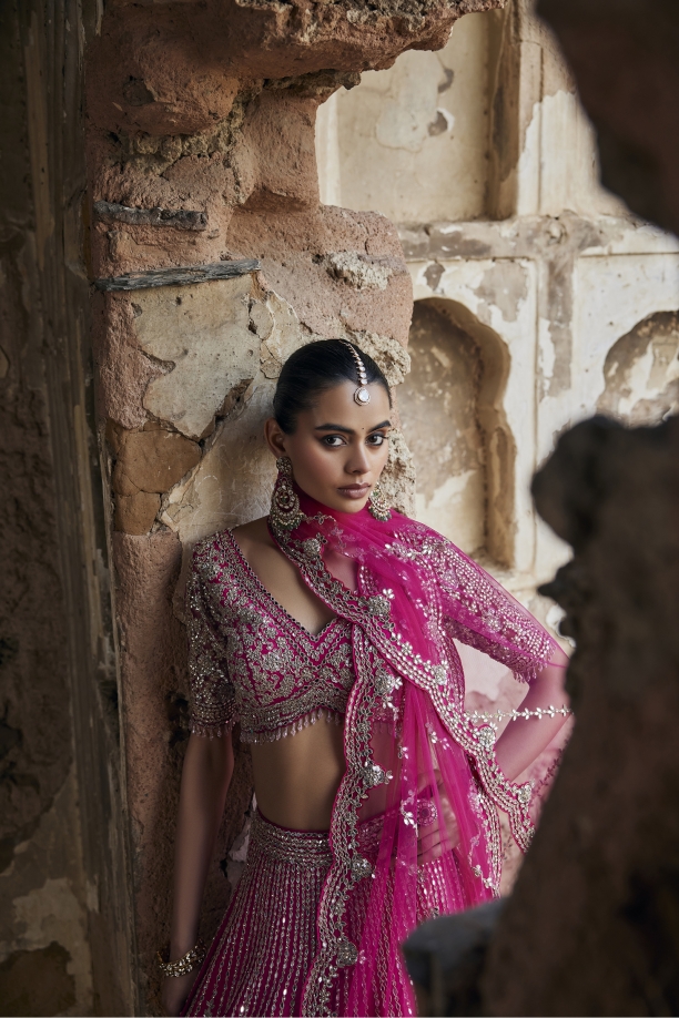 Raspberry Pink Silk Lehenga Set