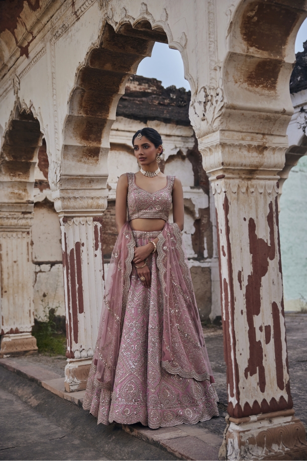 Blush Pink Georgette Lehenga Set