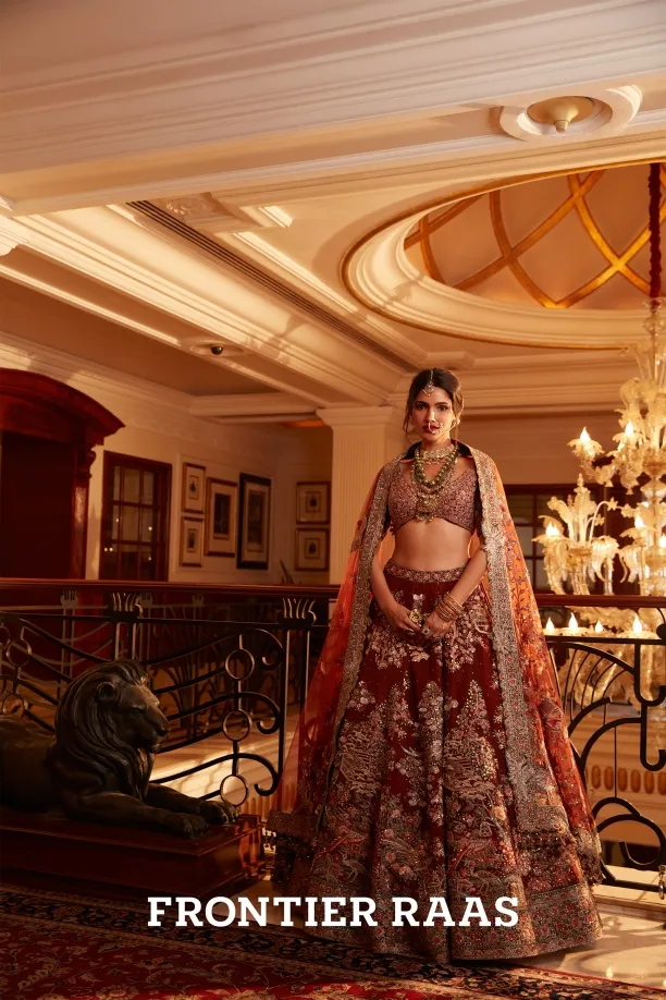 Rust Net Lehenga