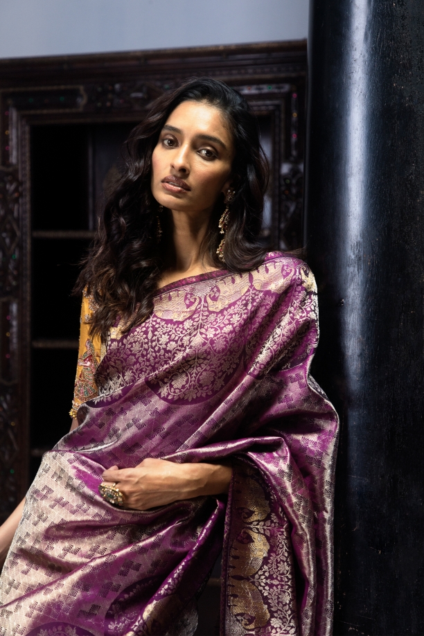 Fig Kanjivaram Silk Saree