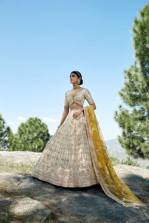 Off-White Raw Silk Lehenga