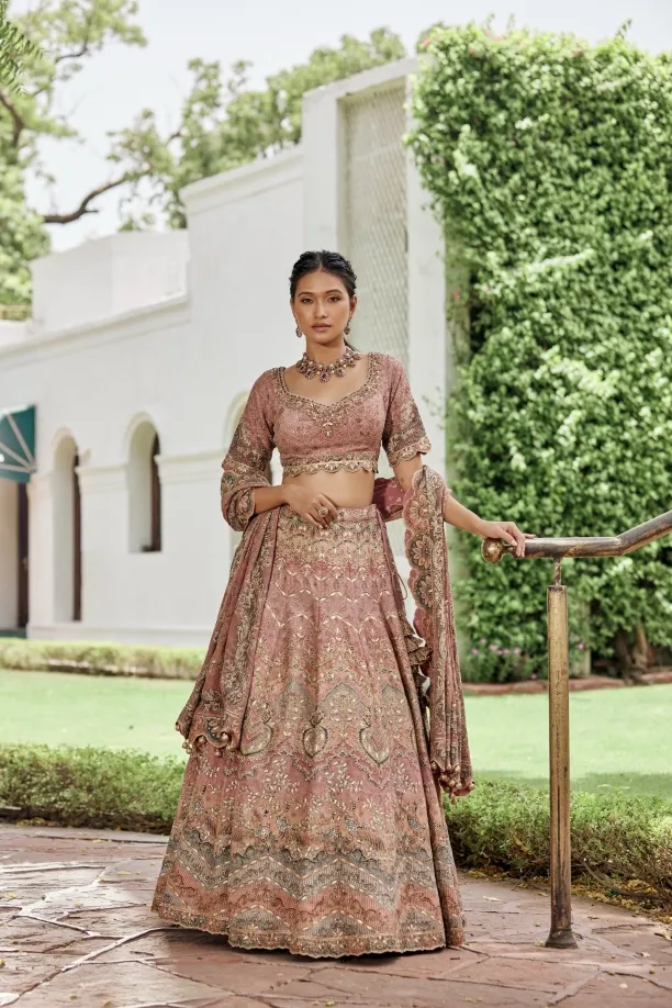 Soft Pink Silk Crepe Lehenga