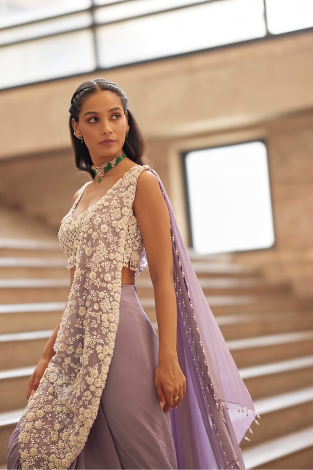 Lilac Drape Saree