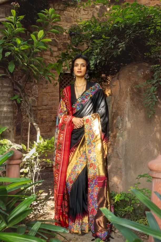 Black Air India Kanjivaram Saree