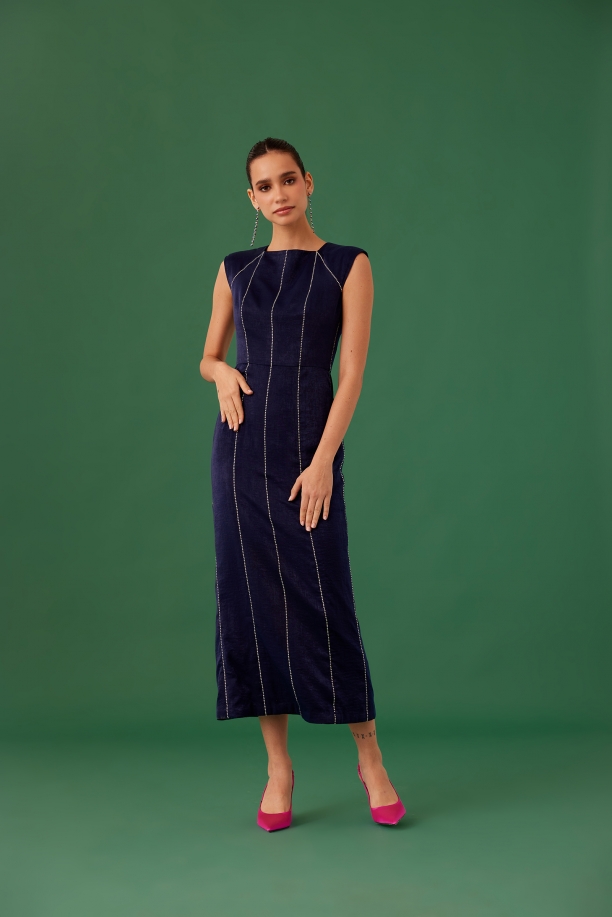 MEDHA BATRA - Midnight Blue Satin Dress