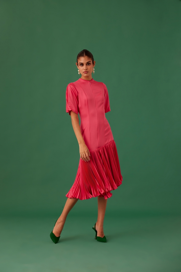 MEDHA BATRA - Hot Pink Satin Dress