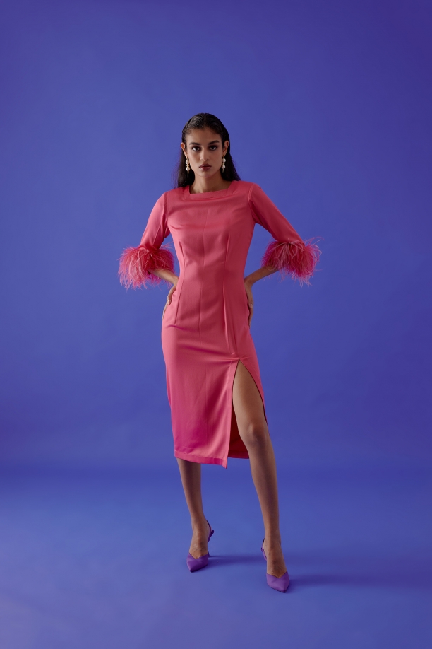 MEDHA BATRA - Hot Coral Satin Dress