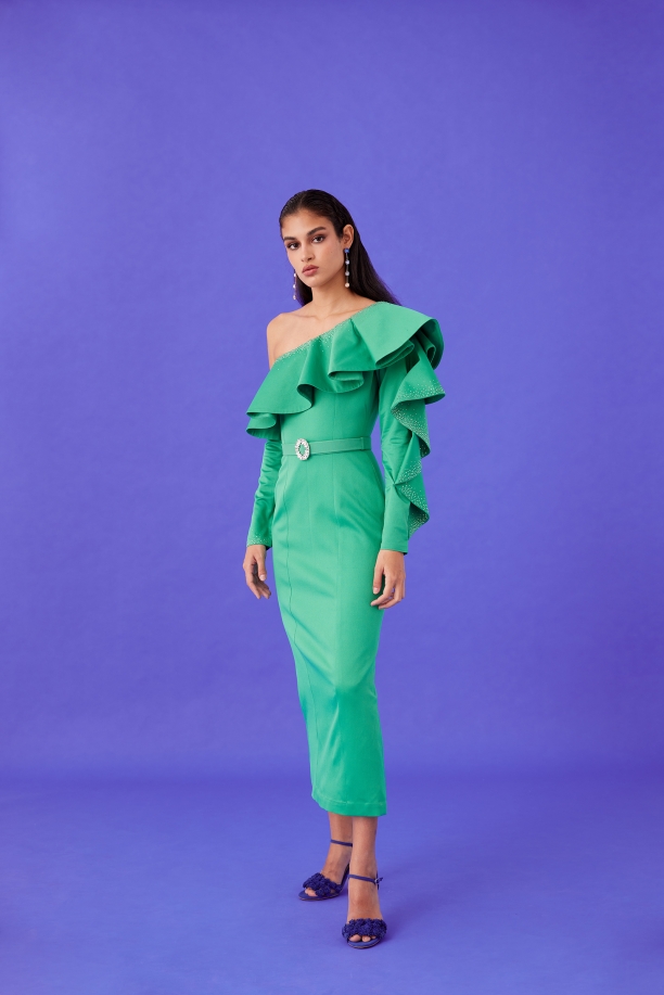 MEDHA BATRA - Aqua Green Satin Dress