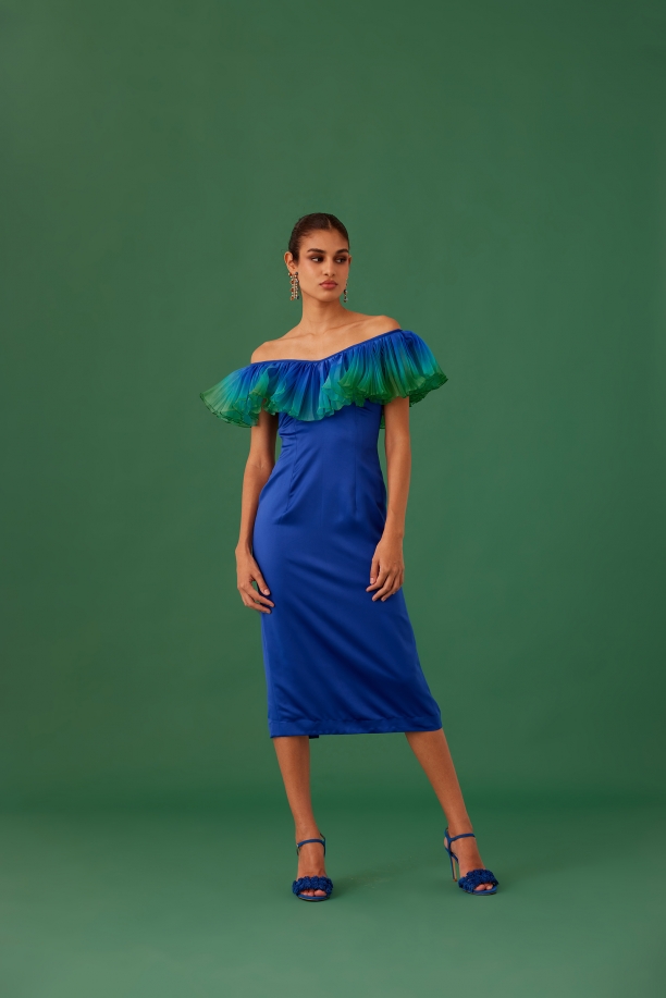 MEDHA BATRA - Cobalt Blue Satin Dress