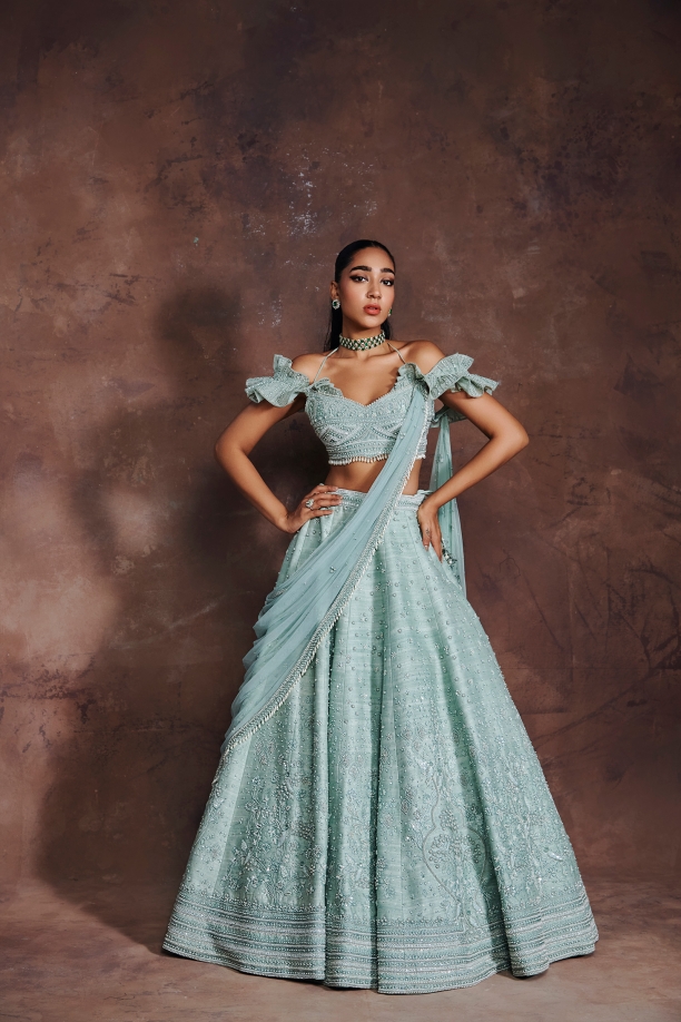 Buy Wonderful Sky Blue Color Designer Georgette Sequence Work Wedding Wear Lehenga  Choli | Lehenga-Saree