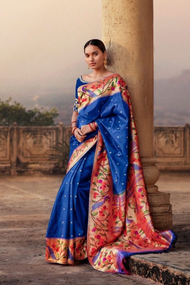 Electric Blue Paithani Saree