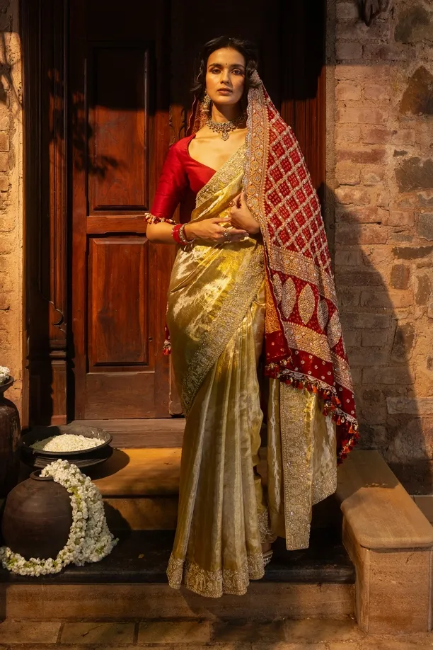 Gold Banarasi Tissue Saree